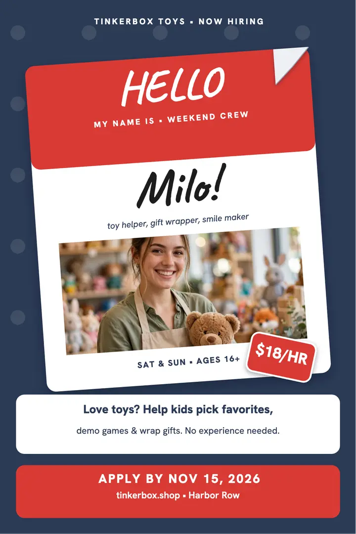 Hello weekend crew toy poster template