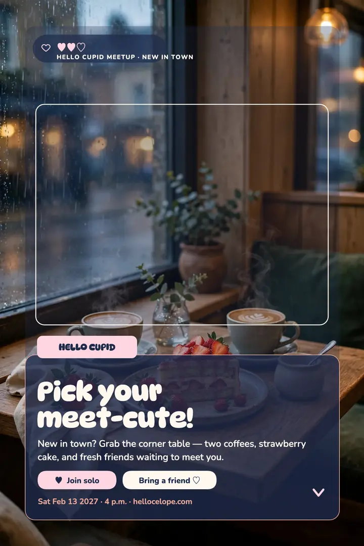Hello Cupid Valentine meetup poster template