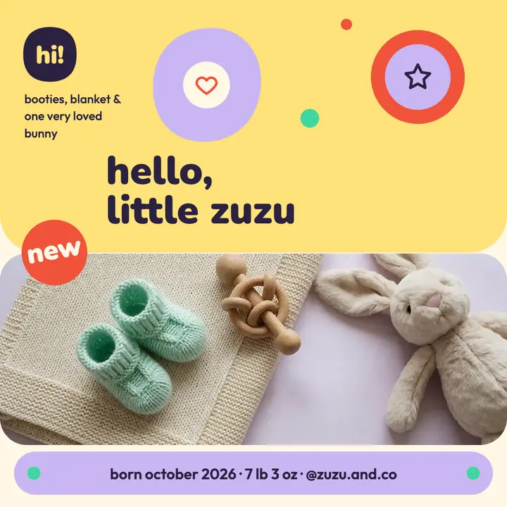 Hello little Zuzu baby announcement post template