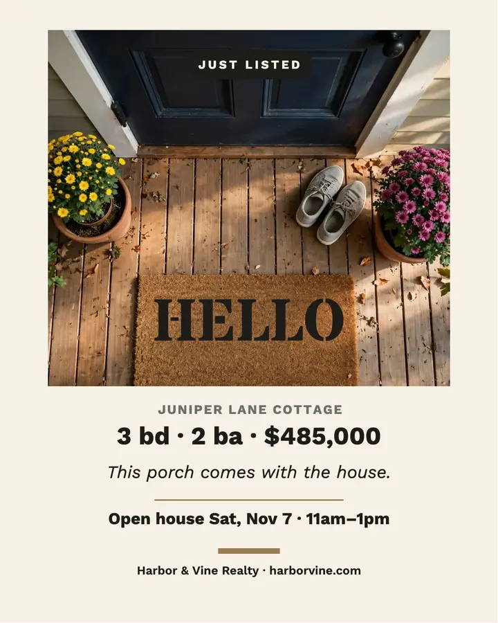 Juniper Lane Cottage hello mat listing template