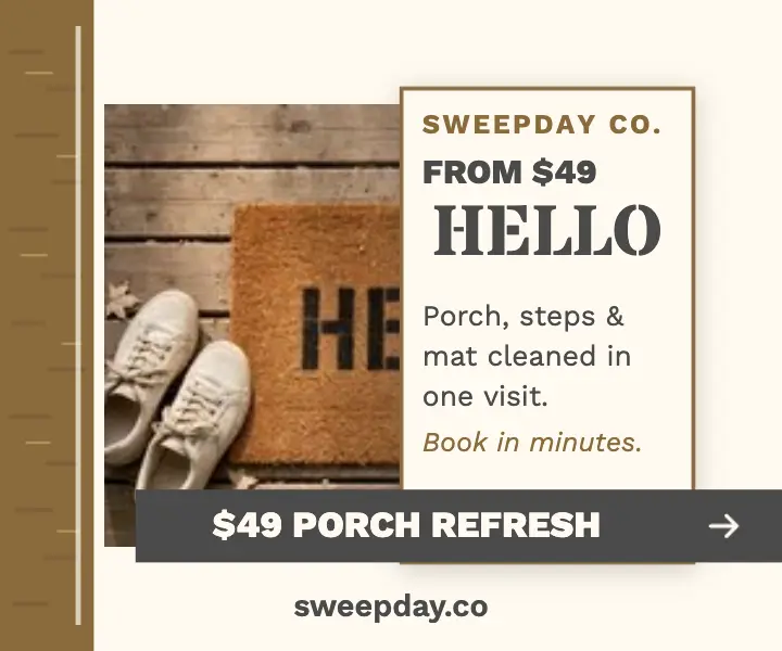 Sweepday porch clean doormat ad template