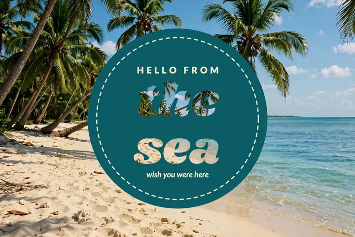 Hello from the sea postcard template