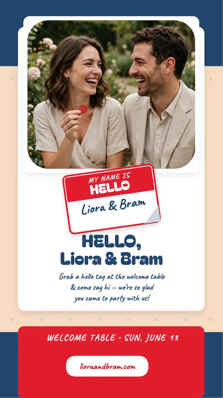 Liora and Bram hello tag welcome story template