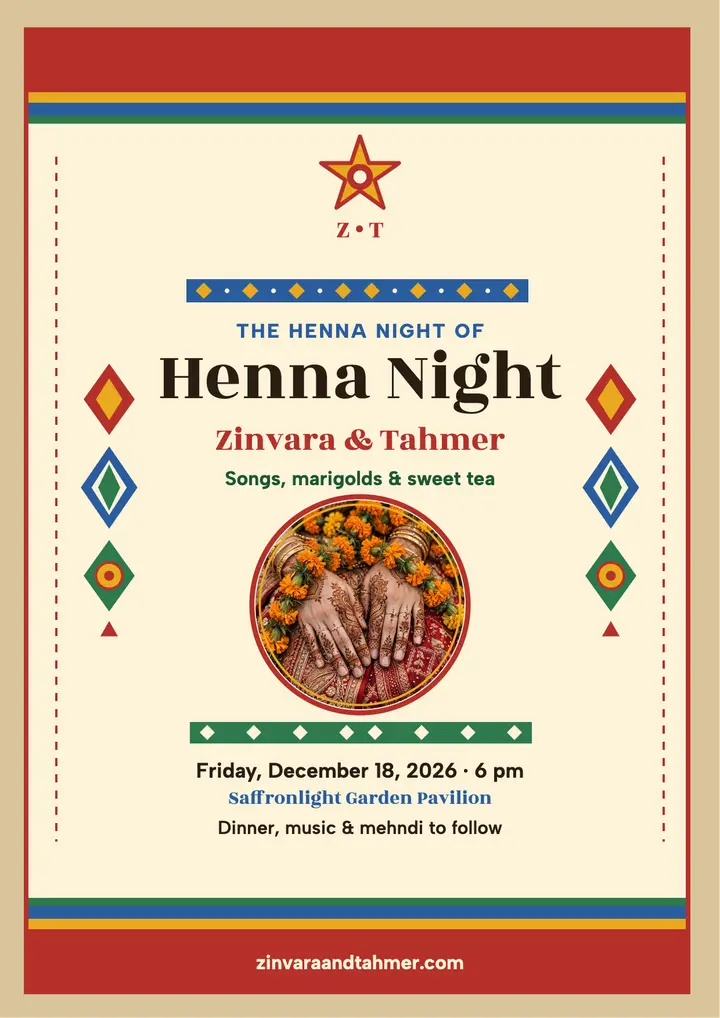 Zinvara henna night applique flyer template
