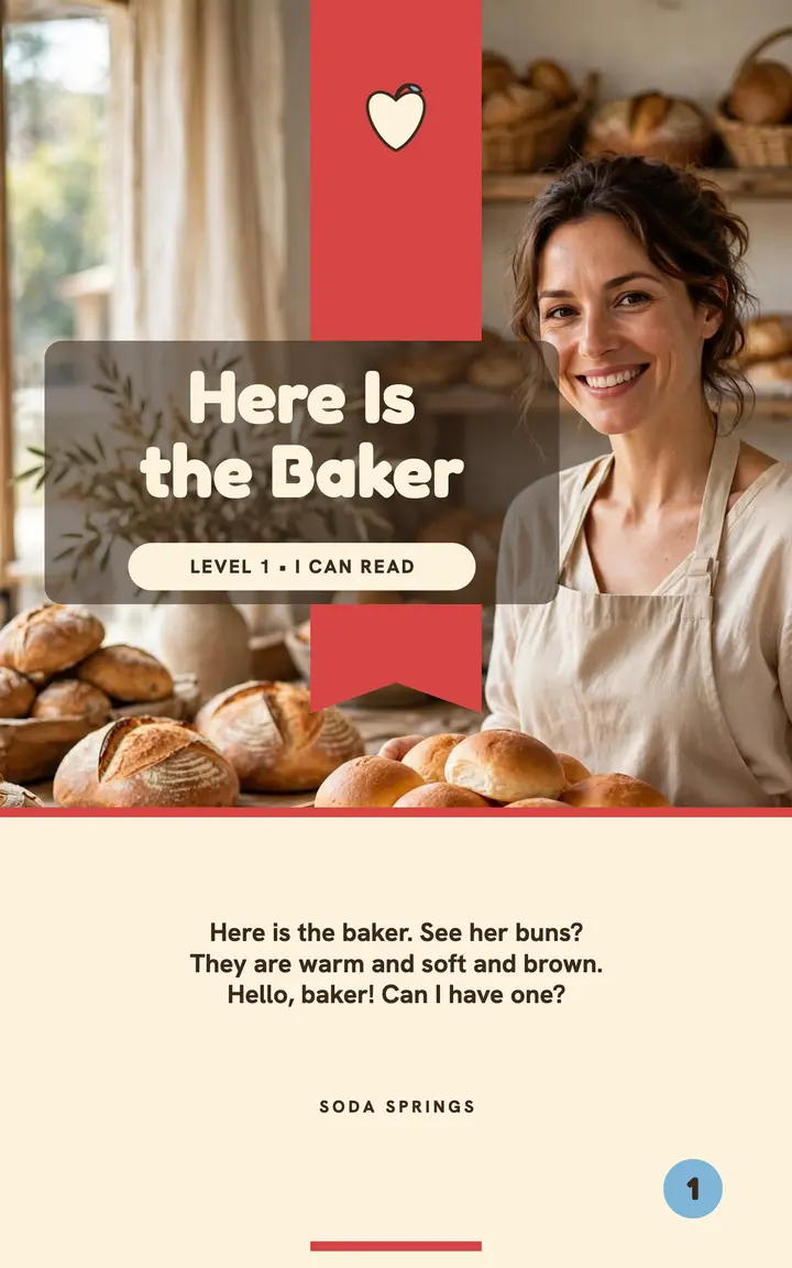Here Is the Baker early reader cover: early reader ebook cover template