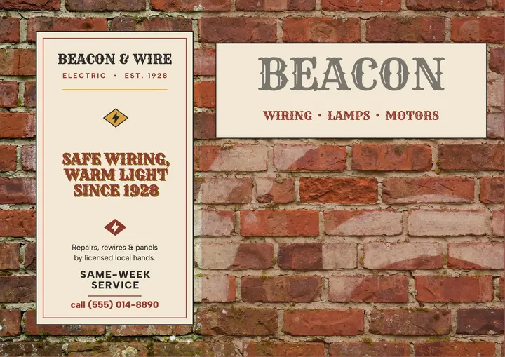 Beacon and Wire heritage electrician sign template