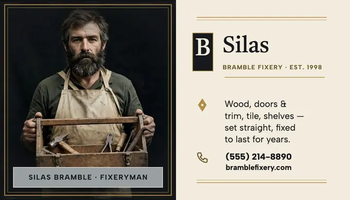 Bramble Fixery heritage handyman card template