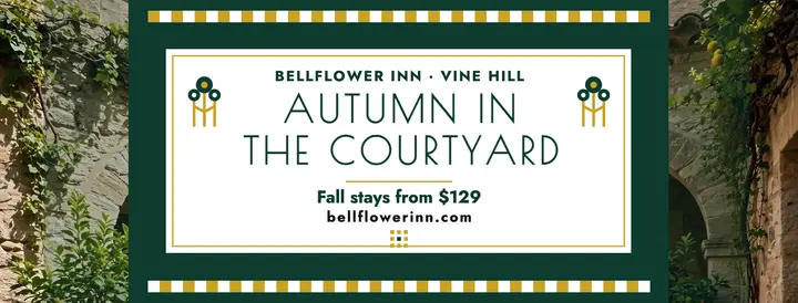 Bellflower Inn courtyard fall cover template