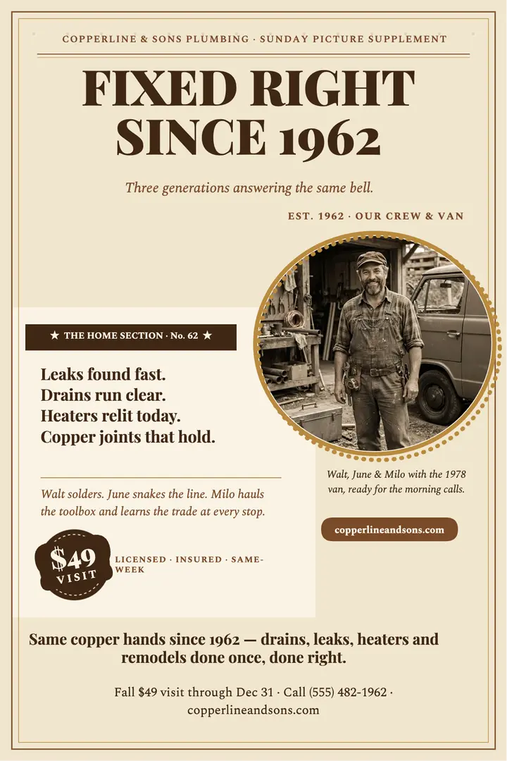 Copperline and Sons heritage poster template