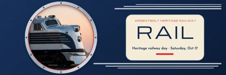 Argentbolt heritage railway day header, streamline moderne template