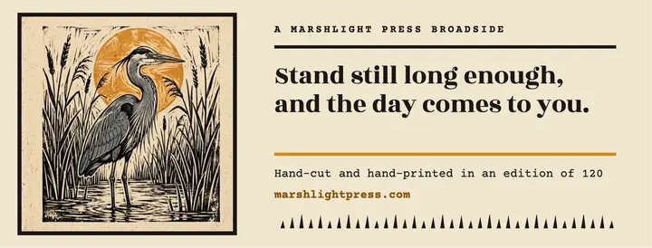 Stand still and the day comes to you quote cover, linocut print: calm quote cover template