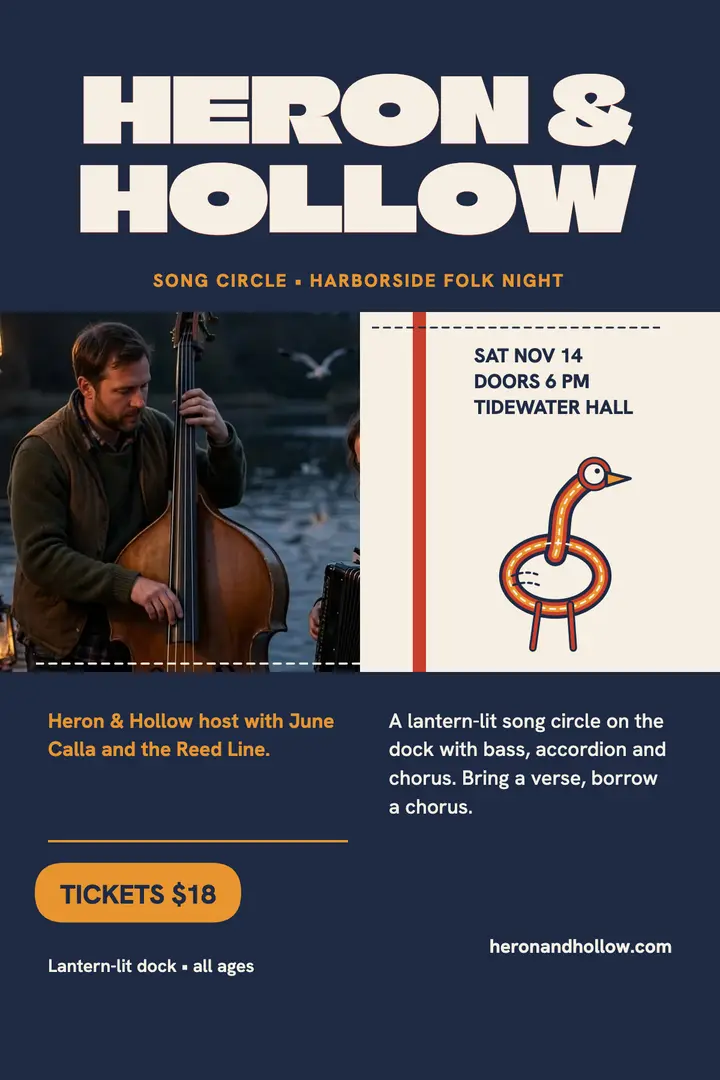 Heron and Hollow song circle poster template
