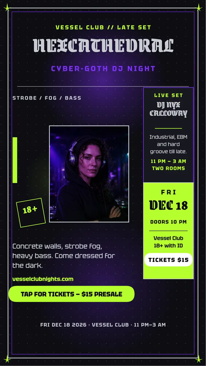 Hexcathedral goth DJ night story template