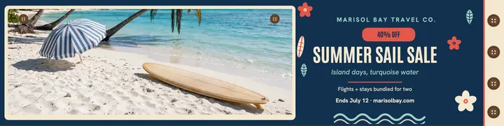 Marisol Bay summer sail sale banner template