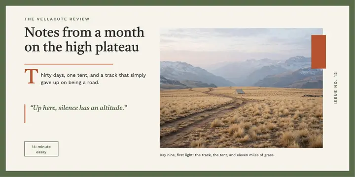 High plateau travel essay card template