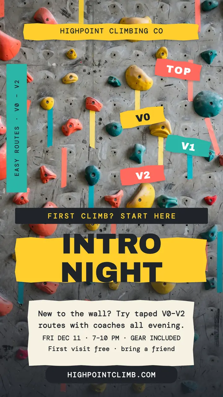 Highpoint climbing intro night story template