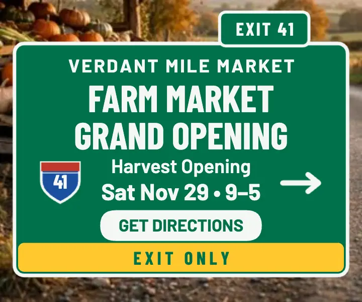 Verdant Mile farm market opening exit ad template