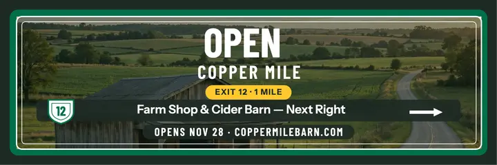 Copper Mile farm shop highway opening header: farm shop opening header template