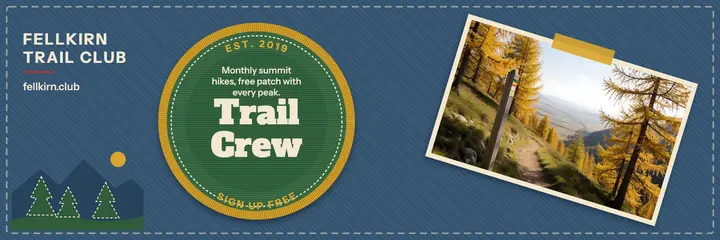 Fellkirn Trail Club membership header, embroidered patch template