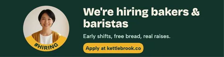 Kettlebrook hiring badge: now hiring billboard ad template