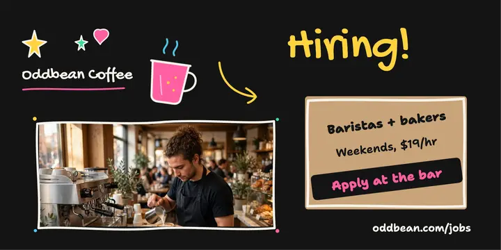 Oddbean Coffee hiring doodle template