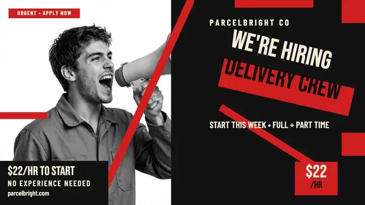 Parcelbright delivery crew hiring thumbnail template