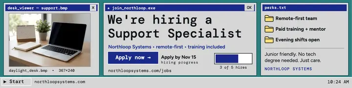 Northloop support specialist retro desktop banner template