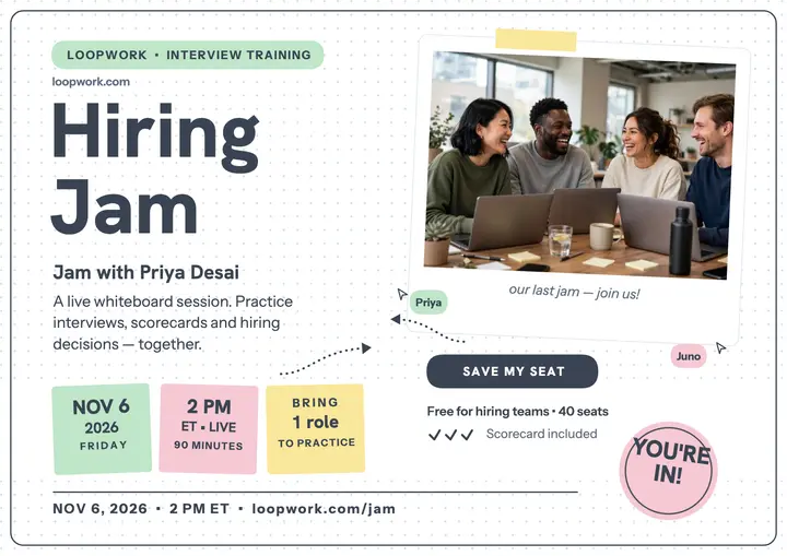 Loopwork hiring jam whiteboard invite: hiring workshop invite template