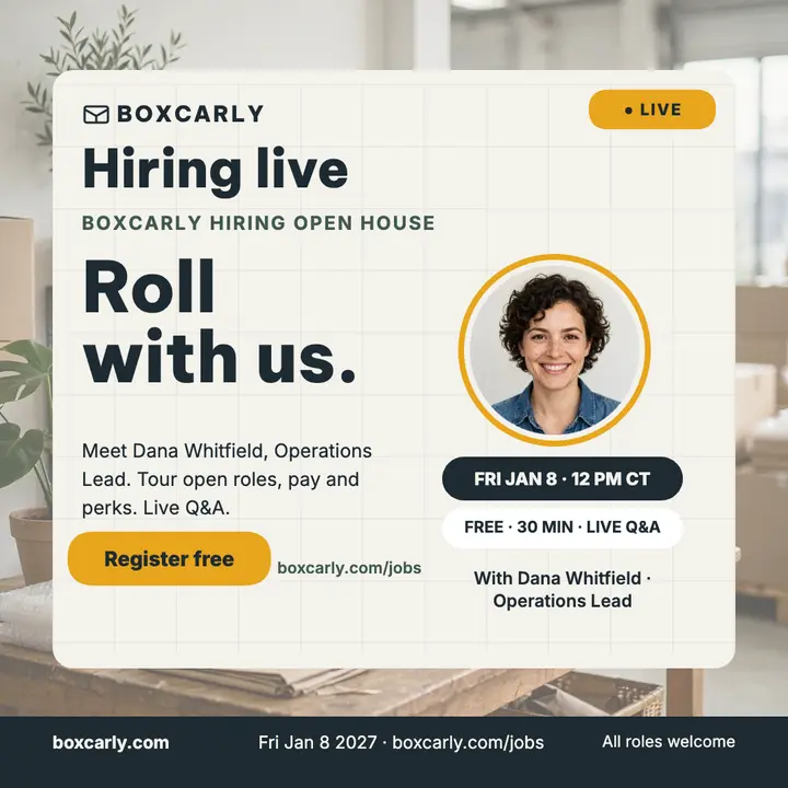 Boxcarly hiring live session speaker card template