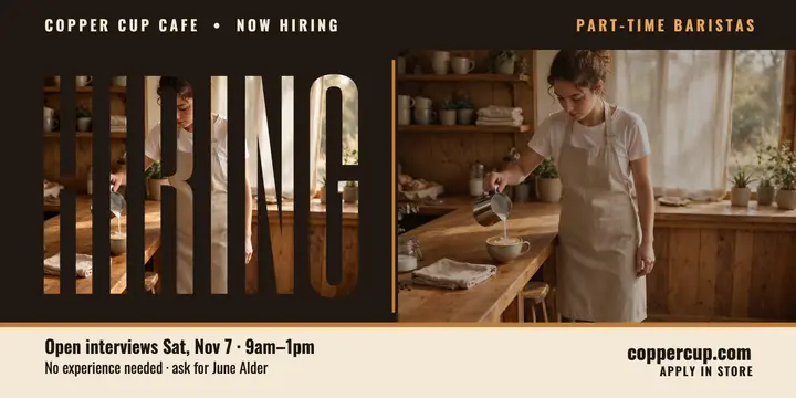 Copper Cup hiring baristas pillar post template