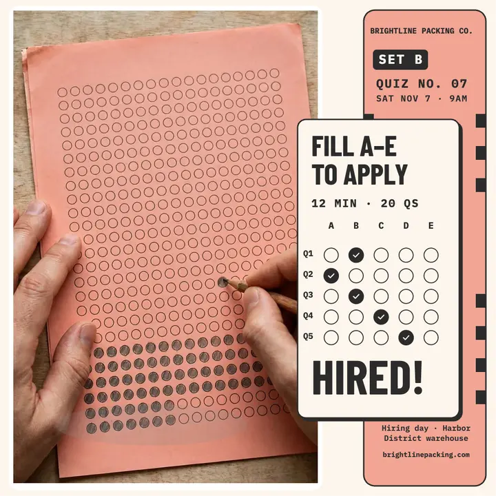 Brightline hiring quiz answer sheet post template