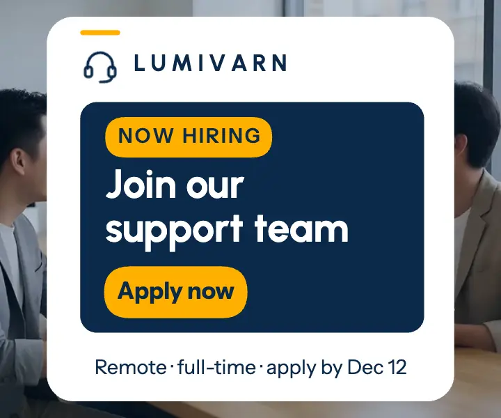 Lumivarn support engineers hiring ad: we're hiring display ad template