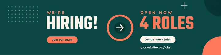 Hiring teal and coral LinkedIn banner template