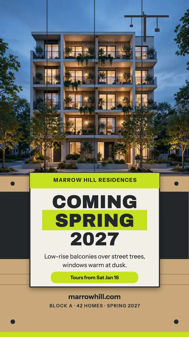 Marrow Hill coming spring hoarding story template
