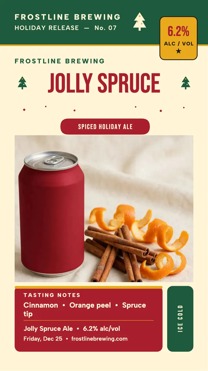 Jolly Spruce holiday ale can story template