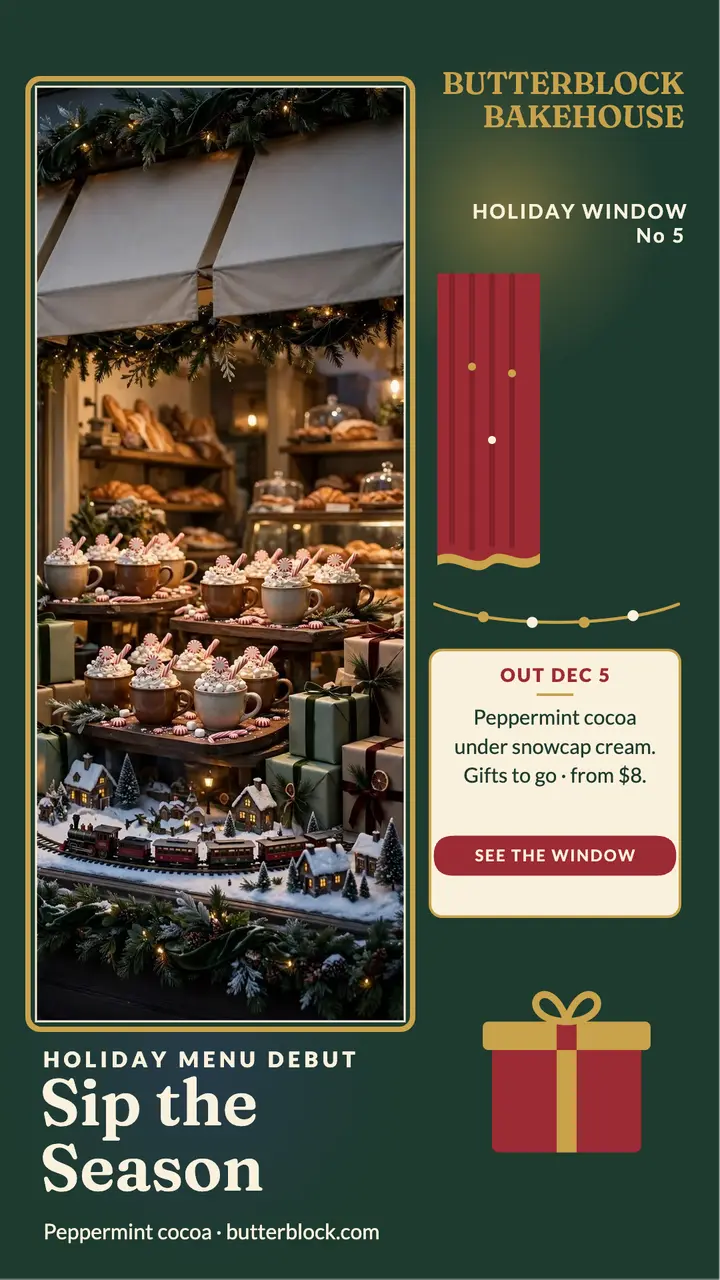 Butterblock holiday window menu story template
