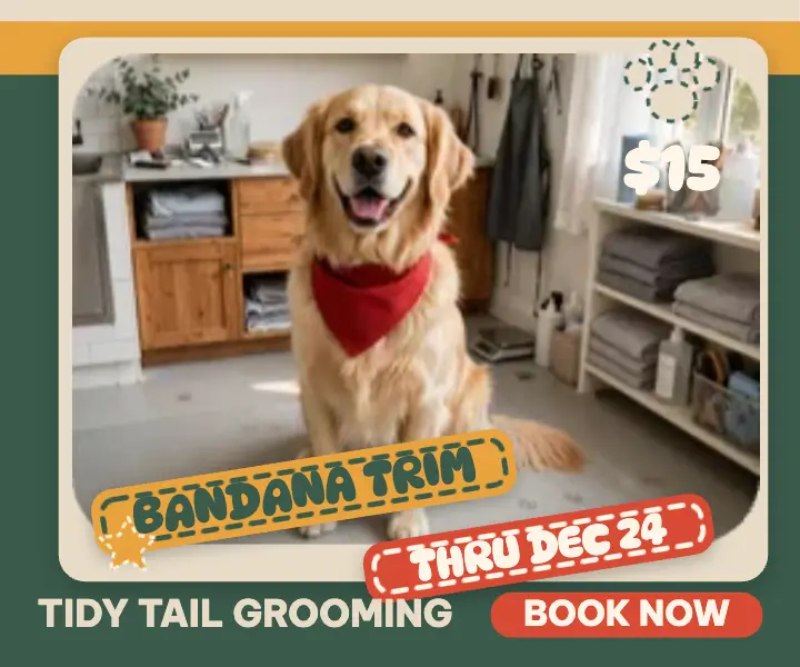 Tidy Tail holiday bandana trim ad template