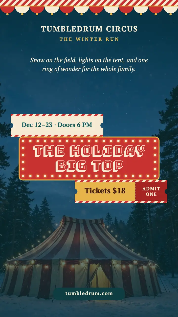Tumbledrum holiday big top circus story template