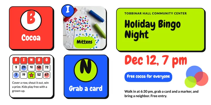 Tobbinar Hall holiday bingo night post template