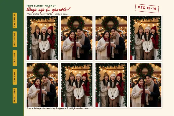 Frostlight Market photo booth postcard template