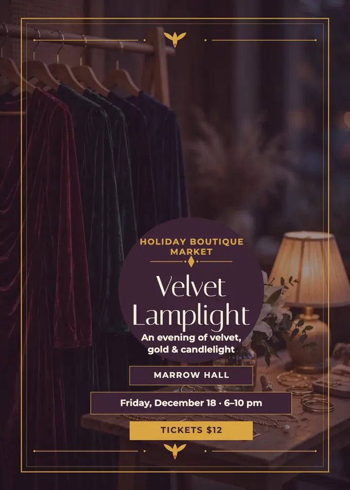 Velvet Lamplight holiday market invitation template