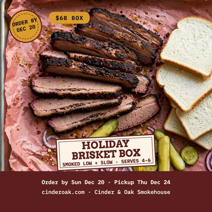 Cinder and Oak holiday brisket box post template