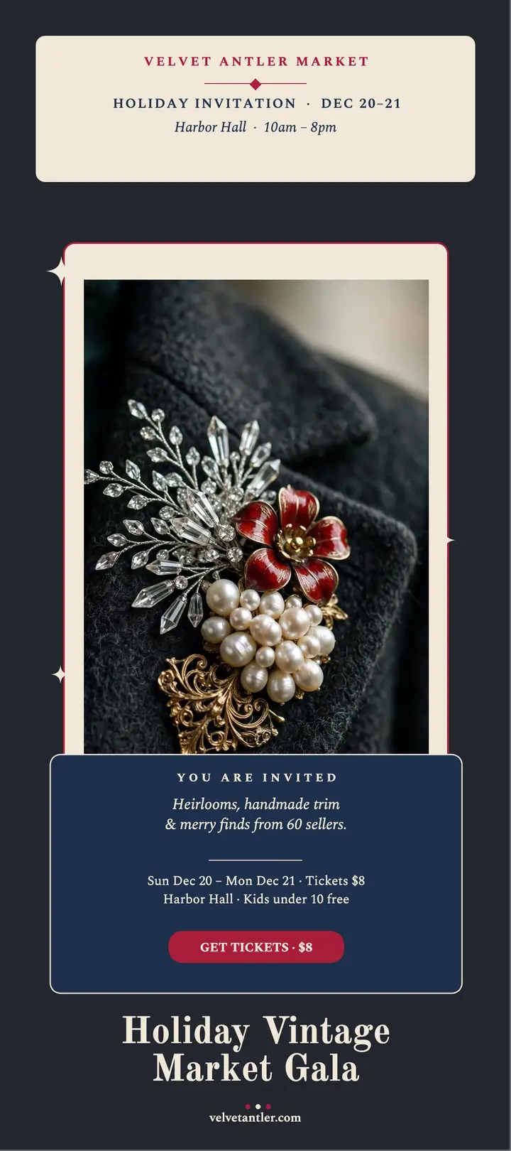 Velvet Antler holiday gala rack card template