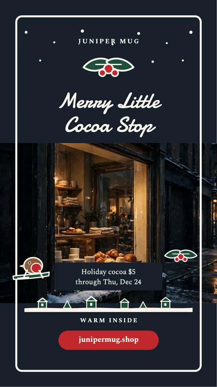 Juniper Mug holiday window story template