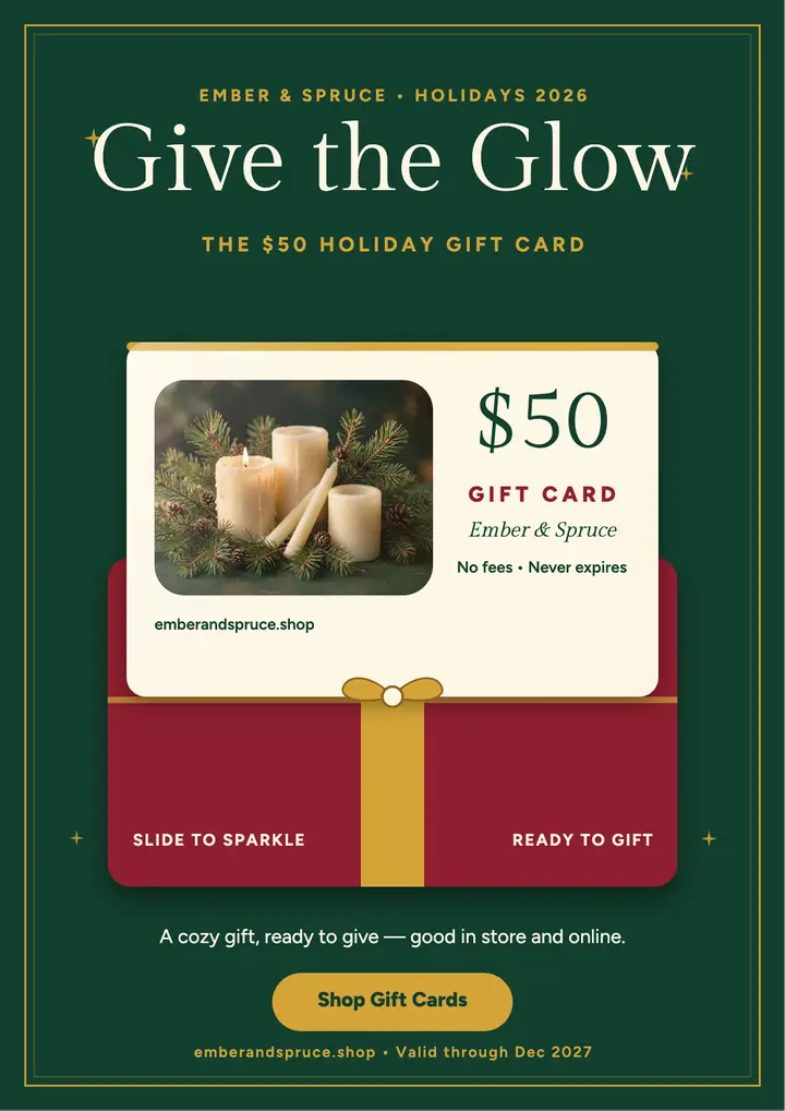 Ember and Spruce holiday gift card flyer template