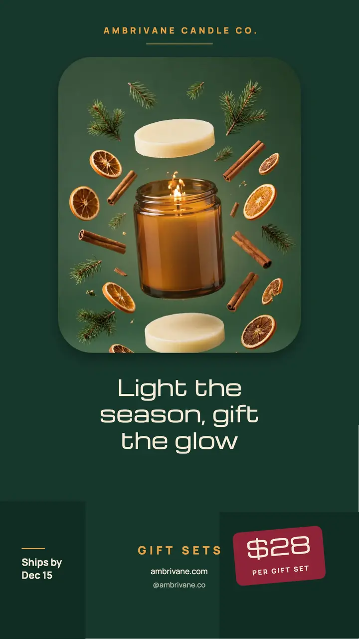 Holiday candle gift sets levitation story template