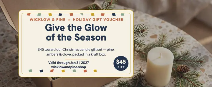 Wicklow and Pine holiday candle voucher template