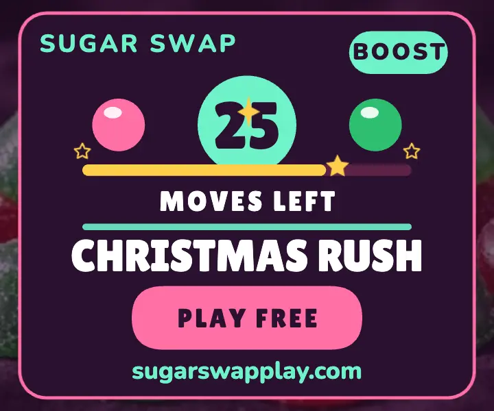 Sugar Swap Holiday candy game ad: candy game ad template