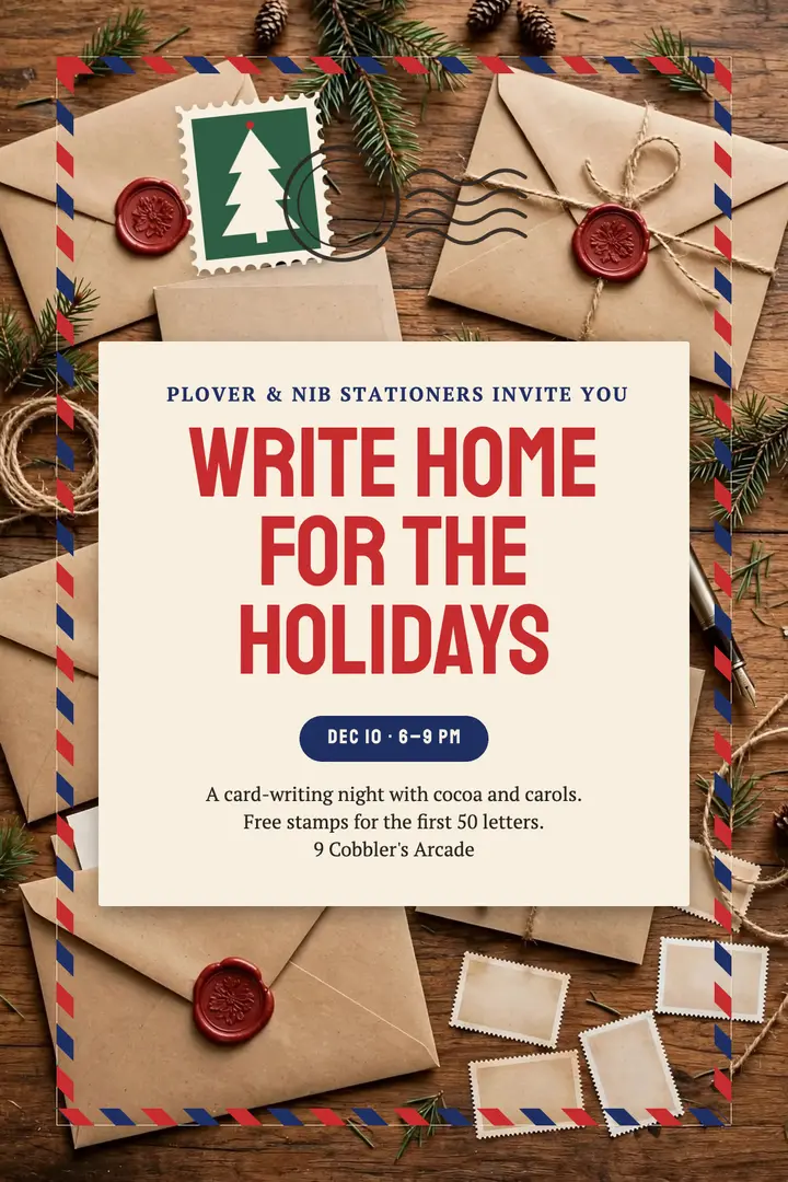 Write home for the holidays poster template