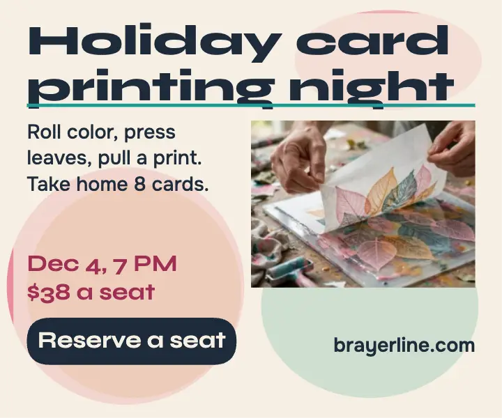 Brayerline holiday card printing night ad template